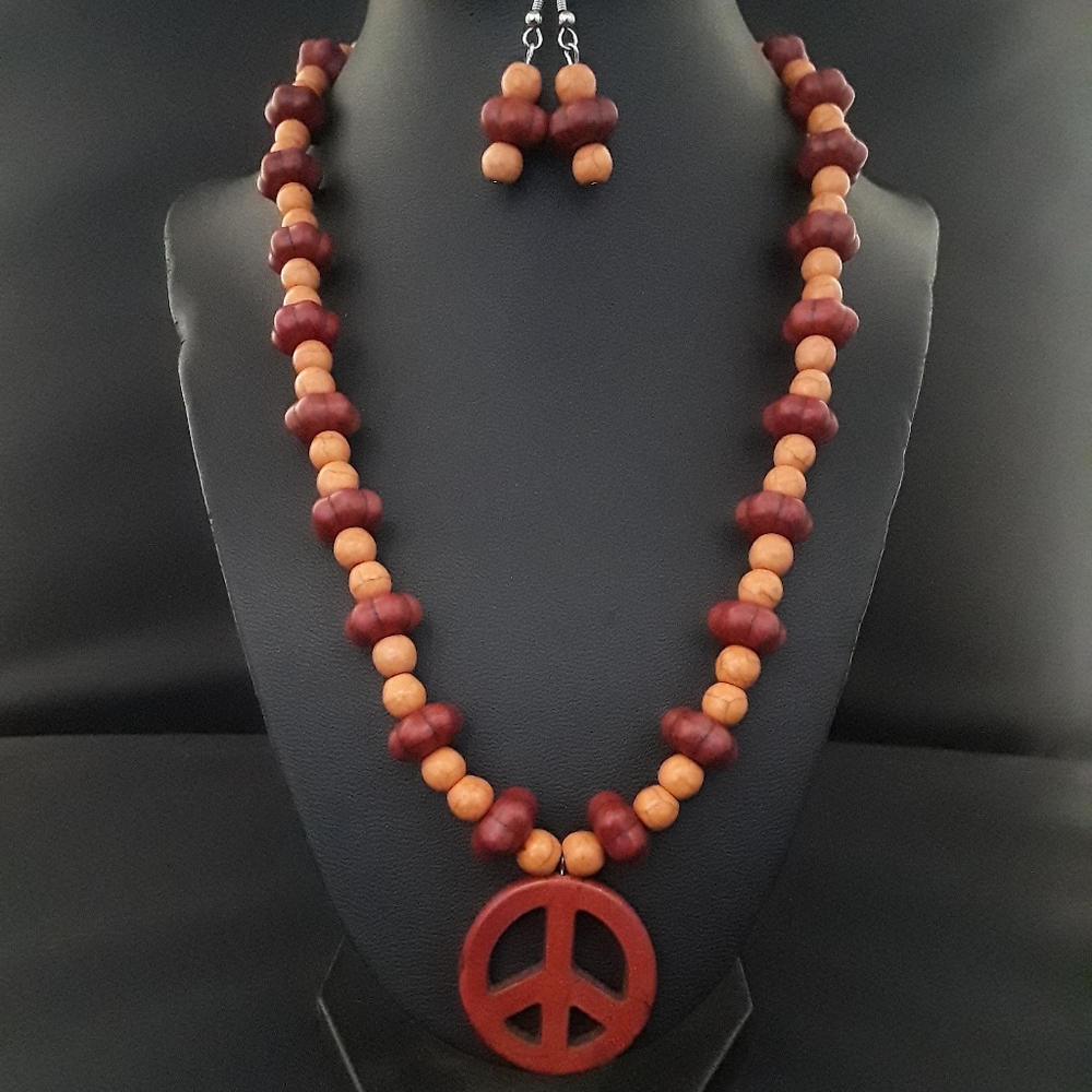 Stone necklace and earring set.